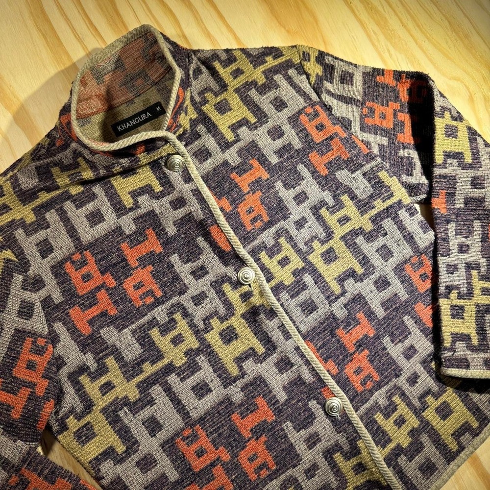 Khangura Womens Vintage 90s Geometric Tapestry Jacket Multi Color Medium